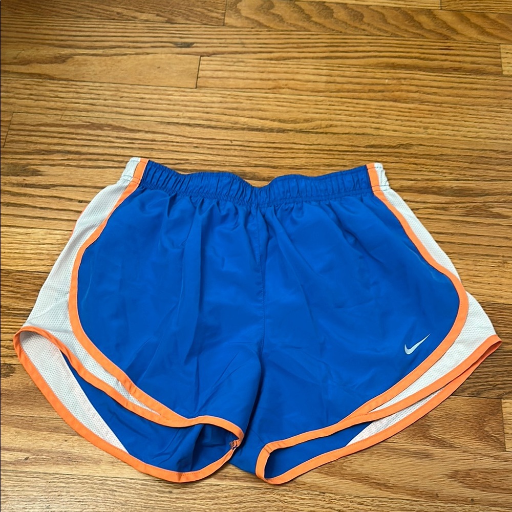 Nike Blue and Orange Athletic Shorts with Dynamic Design